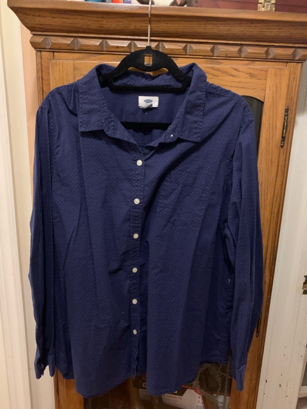 Ladies OldNavy Navy Long-Sleeve Button-Up Shirt